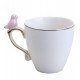 Xicara 90ml Café Porcelana Cute Birds Rosa Design Plate